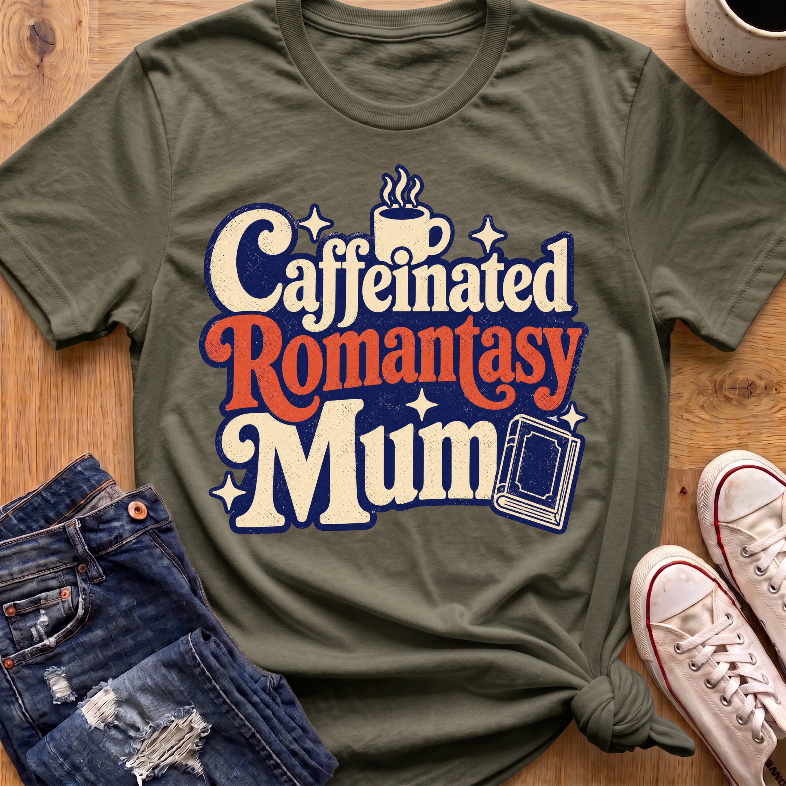 Caffeinated Romantasy Mum T-Shirt