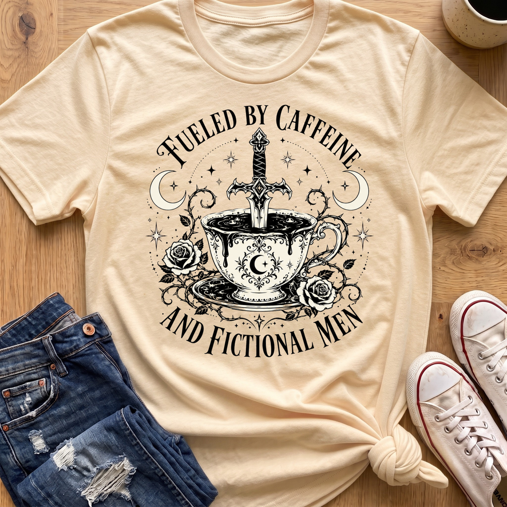 Caffeine and Fictional Men T-Shirt