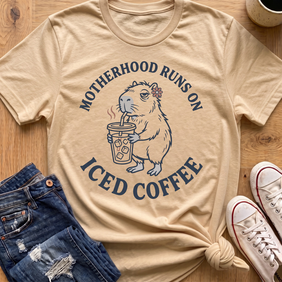 Motherhood Runs On Iced Coffee T-Shirt
