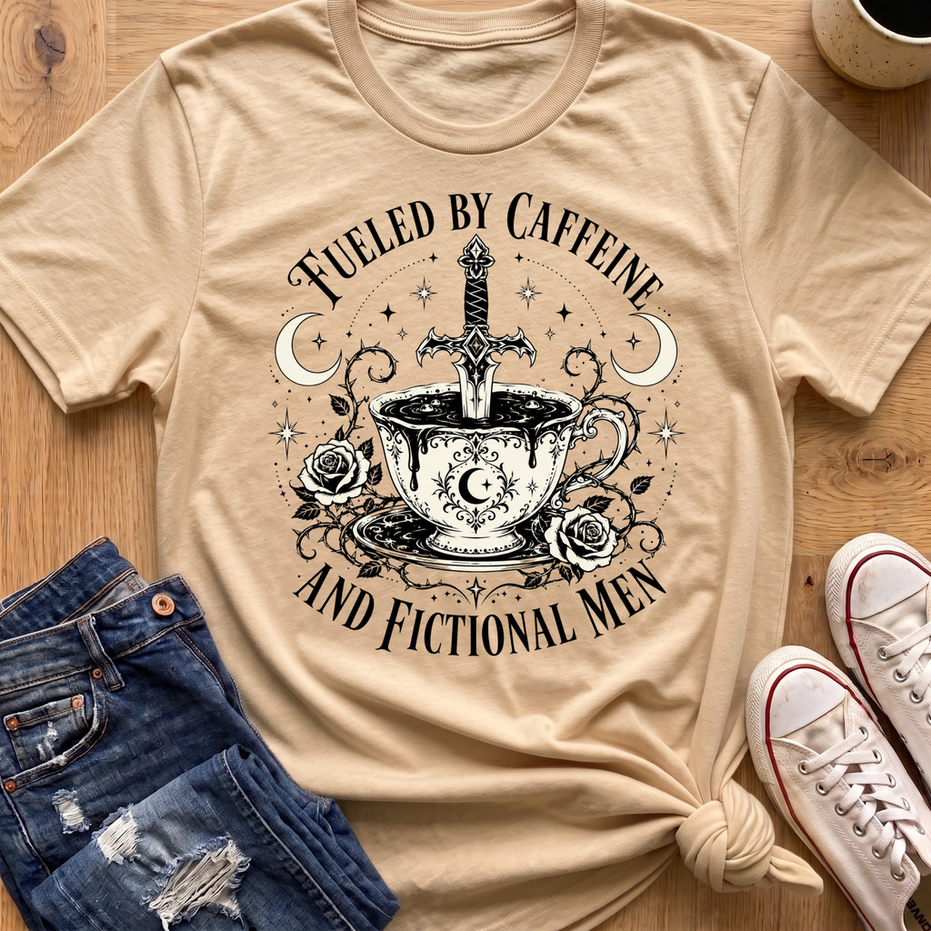 Caffeine and Fictional Men T-Shirt