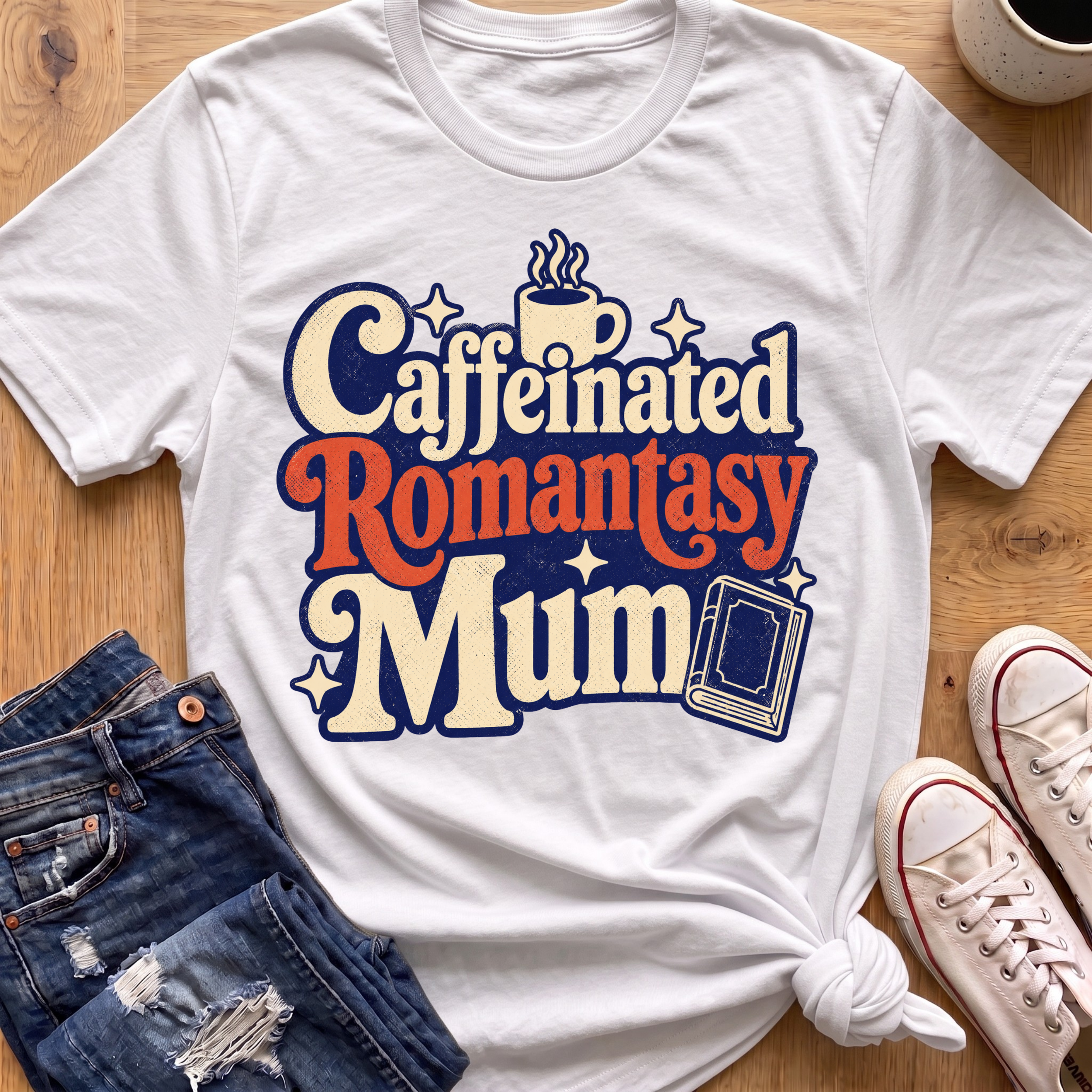 Caffeinated Romantasy Mum T-Shirt